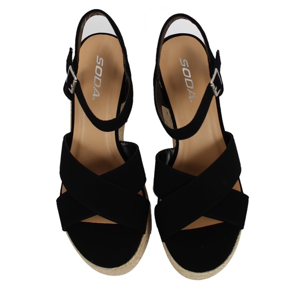 Size 8.5 Black Criss Cross Ankle Strap Espadrille - Picture 4 of 6